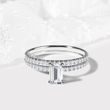 KIT BAGUES DE LA MARIÉE EN OR BLANC AVEC DIAMANTS - BAGUE DE FIANÇAILLES ET ALLIANCE ASSORTIES - BAGUES DE FIANÇAILLES