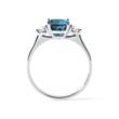 London blue topaz and diamond ring in white gold