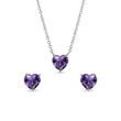 AMETHYST HEART EARRING AND NECKLACE SET - JEWELRY SETS - FINE JEWELRY