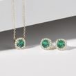 Necklace with Brilliants and Emerald in Yellow Gold