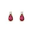 RUBY AND DIAMOND YELLOW GOLD PEAR EARRINGS - RUBY EARRINGS - EARRINGS