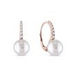 DIAMOND EARRINGS WITH PEARLS IN ROSE GOLD - PEARL EARRINGS - PEARL JEWELRY