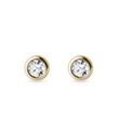 PUCES D'OREILLES LUNETTE EN OR ET DIAMANTS 3,5 MM - PUCES D'OREILLES EN DIAMANT - BOUCLES D'OREILLES