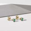 EARRINGS OF YELLOW GOLD WITH ROUND EMERALDS - EMERALD EARRINGS - EARRINGS