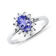 White Gold Ring with Tanzanite and Small Diamonds
