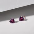 PUCES D'OREILLES EN OR ROSE AVEC GRENATS - BOUCLES D'OREILLES AVEC GEMMES - BOUCLES D'OREILLES