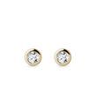PUCES D'OREILLES LUNETTE EN OR JAUNE ET DIAMANT - PUCES D'OREILLES EN DIAMANT - BOUCLES D'OREILLES