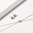 MOLDAVITE AND DIAMOND FLORAL STUDS IN WHITE GOLD - MOLDAVITE EARRINGS - EARRINGS