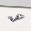 AMETHYST AND DIAMOND EARRINGS IN WHITE GOLD - AMETHYST EARRINGS - EARRINGS