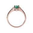RING WITH EMERALD AND BRILLIANTS IN ROSE GOLD - EMERALD RINGS - 