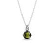 MOLDAVITE AND DIAMOND WHITE GOLD NECKLACE - MOLDAVITE NECKLACES - NECKLACES