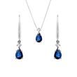 SAPPHIRE EARRING AND PENDANT SET IN WHITE GOLD - GEMSTONE SETS - FINE JEWELRY