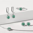 EMERALD AND DIAMOND HALO NECKLACE IN WHITE GOLD - EMERALD NECKLACES - NECKLACES