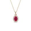 RUBY AND DIAMOND HALO NECKLACE IN YELLOW GOLD - RUBY NECKLACES - NECKLACES