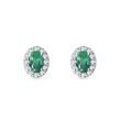 OVAL EMERALD AND DIAMOND WHITE GOLD HALO STUD EARRINGS - EMERALD EARRINGS - EARRINGS