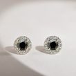 BLACK AND WHITE DIAMOND HALO EARRINGS IN YELLOW GOLD - DIAMOND STUD EARRINGS - EARRINGS