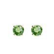 Green Diamond Gold Stud Earrings