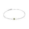 BRACELET CHAÎNE DOUBLE EN OR BLANC ET MOLDAVITE - BRACELETS AVEC GEMMES - BRACELETS