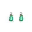 EMERALD AND DIAMOND EARRINGS IN YELLOW GOLD - EMERALD EARRINGS - EARRINGS