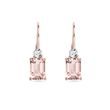 BOUCLES D'OREILLES EN OR ROSE AVEC BRILLANTS ET MORGANITES - BOUCLES D'OREILLES EN MORGANITE - BOUCLES D'OREILLES