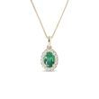 EMERALD AND DIAMOND PENDANT IN YELLOW GOLD - EMERALD NECKLACES - NECKLACES
