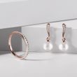 BOUCLES D'OREILLES D'OR ROSE AVEC DIAMANTS ET PERLES - BOUCLES D'OREILLES EN PERLES - PERLES