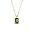 OCTAGON CUT MOLDAVITE AND DIAMOND NECKLACE IN YELLOW GOLD - MOLDAVITE NECKLACES - NECKLACES