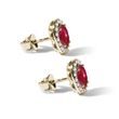 RUBY AND DIAMOND HALO EARRINGS IN YELLOW GOLD - RUBY EARRINGS - EARRINGS