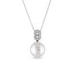 PEARL AND DIAMOND NECKLACE IN WHITE GOLD - PEARL PENDANTS - PEARL JEWELLERY