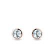 PUCES D'OREILLES EN OR ROSE ET AIGUE-MARINE - BOUCLES D'OREILLES EN AIGUE-MARINE - BOUCLES D'OREILLES