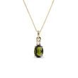 HALSKETTE AUS 14 KT GELBGOLD MIT DIAMANT UND MOLDAVIT - KETTEN MIT MOLDAVIT - KETTEN