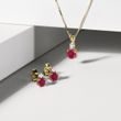 RUBY AND DIAMOND EARRINGS IN 14K YELLOW GOLD - RUBY EARRINGS - EARRINGS