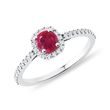 HALO-RING MIT RUBIN UND DIAMANT IN WEISSGOLD - RUBIN-VERLOBUNGSRINGE - VERLOBUNGSRINGE