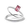 Tourmaline and diamond engagement set in white gold