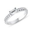 EMERALD CUT MOISSANITE AND DIAMOND RING IN WHITE GOLD - WHITE GOLD RINGS - RINGS