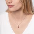 RUBY PENDANT NECKLACE IN WHITE GOLD - RUBY NECKLACES - 