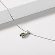 MOLDAVITE AND DIAMOND PENDANT ON WHITE GOLD CHAIN - MOLDAVITE NECKLACES - NECKLACES