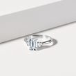 EMERALD CUT AQUAMARINE AND DIAMOND RING IN WHITE GOLD - AQUAMARINE RINGS - RINGS