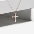 BRILLIANT DIAMOND CROSS NECKLACE IN ROSE GOLD - DIAMOND NECKLACES - NECKLACES