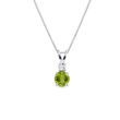 OLIVINE AND DIAMOND NECKLACE IN WHITE GOLD - GEMSTONE NECKLACES{% if category.pathNames[0] != product.category.name %} - {% endif %}