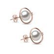 BOUCLES D'OREILLES ORIGINALES AVEC PERLE AKOYA EN OR ROSE - BOUCLES D'OREILLES EN PERLES - PERLES