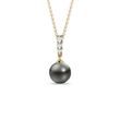 TAHITIAN PEARL AND DIAMOND YELLOW GOLD NECKLACE - PEARL PENDANTS - PEARL JEWELRY