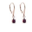 BOUCLES D'OREILLES PENDANTES EN OR ROSE ET RHODOLITES - BOUCLES D'OREILLES AVEC GEMMES - BOUCLES D'OREILLES