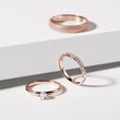 HIS AND HERS HALF ETERNITY AND STARDUST FINISH ROSE GOLD WEDDING RING SET - ROSE GOLD WEDDING SETS - WEDDING RINGS