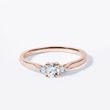 PINK GOLD RING WITH THREE DIAMONDS - DIAMOND ENGAGEMENT RINGS - ENGAGEMENT RINGS