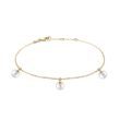 GOLD BRACELET WITH THREE FRESHWATER PEARLS - PEARL BRACELETS - PEARL JEWELLERY