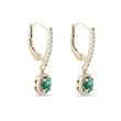 BRILLIANT EARRINGS WITH EMERALDS IN YELLOW GOLD - EMERALD EARRINGS - EARRINGS