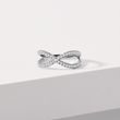 BAGUE DOUBLE ANNEAU EN OR BLANC SERTIE DE DIAMANTS - BAGUES EN DIAMANT - BAGUES