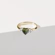 RING IN YELLOW GOLD WITH MOLDAVITE AND DIAMONDS - MOLDAVITE RINGS - RINGS