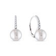 14K WHITE GOLD DIAMOND EARRINGS WITH PEARLS - PEARL EARRINGS - PEARL JEWELRY